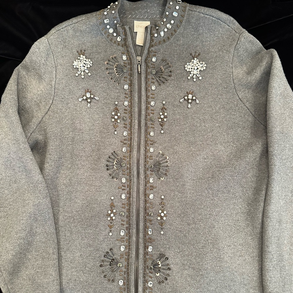 Embellished Gray Cardigan